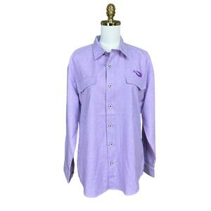 Mojo Sportswear Company Mens Large Purple Long Sleeve Button Down Fishing Shirt